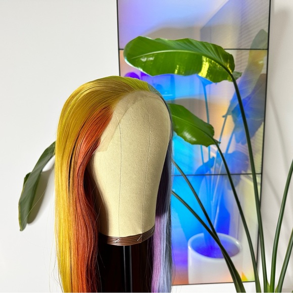 Straight Mermaid Rainbow Lace Front Wig - Picture 6 of 15